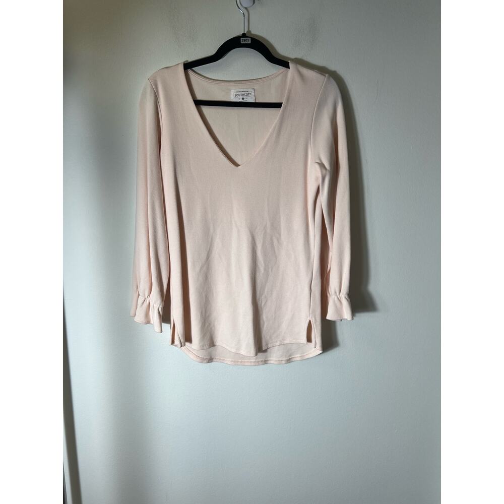 Southcott Peach long sleeve ruffle sleeve hem v neck  Sz 2